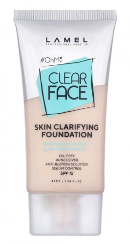 LAMEL - OhMy Clear Face Skin Clarifying Foundation - Matujący podkład do twarzy - SPF15 - 40 ml - 401