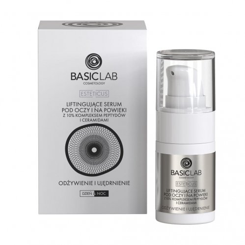 BASICLAB - ESTETICUS - Liftingujące serum pod oczy i na powieki z 10% kompleksem peptydów i ceramidami - Dzień/Noc - 15 ml