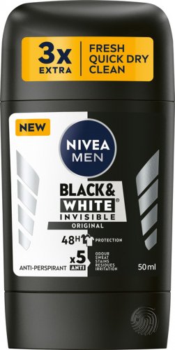 Nivea - Men - Black & White Invisible 48H Anti-Perspirant - Antyperspirant w sztyfcie dla mężczyzn - ORGINAL - 50 ml
