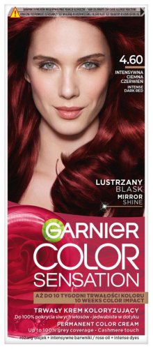 GARNIER - COLOR SENSATION - Trwały krem koloryzujący do włosów - 4.60 Ciemna Czerwień