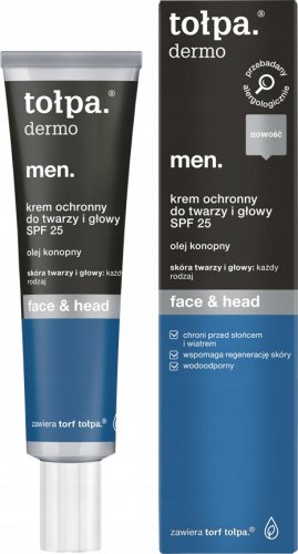 Tołpa - Dermo Men Face & Head - Krem ochronny do twarzy i głowy - SPF 25 - Wodoodporny - 40 ml 