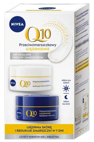 Nivea - Q10 - Zestaw Przeciwzmarszkowy - Ujędrnienie - Krem do twarzy na dzień SPF15 50ml + Krem do twarzy na noc 50 ml 