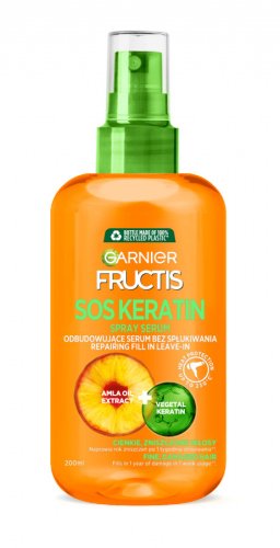 GARNIER - FRUCTIS - SOS KERATIN - Spray Serum - Odbudowujące serum do włosów - Bez spłukiwania - 200 ml 