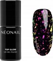 NeoNail - TOP GLOW - UV Gel Polish - Topcoat with shiny particles - 7.2 ml - TOP GLOW ROSE AURORA FLAKES - 9902-7 - TOP GLOW ROSE AURORA FLAKES - 9902-7