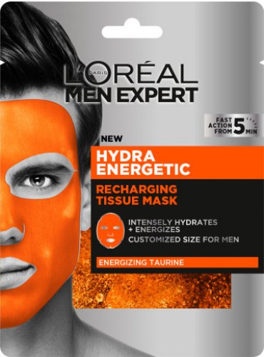L'Oréal - MEN EXPERT - HYDRA ENERGY - Recharging Tissue Mask - Energetyzująca maska w płacie dla mężczyzn - 30 g