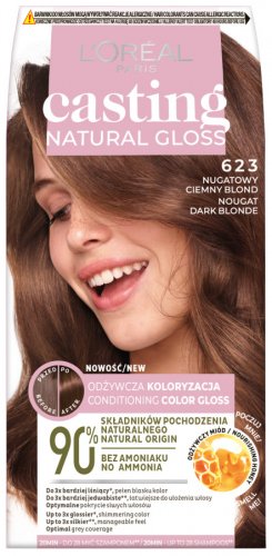 L'Oréal - Casting Natural Gloss - Odżywcza koloryzacja do włosów bez amoniaku - 623 Nugatowy Ciemny Blond