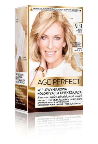 L'Oréal - AGE PERFECT - Wielowymiarowa koloryzacja upiększająca do włosów siwych i dojrzałych - 9.31 Jasny Złocisty Blond