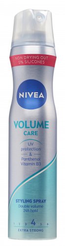 Nivea - Volume Care - Styling Spray - Lakier do włosów nadający objętości z pantenolem i wit. B3 - 4 Extra Strong - 250 ml