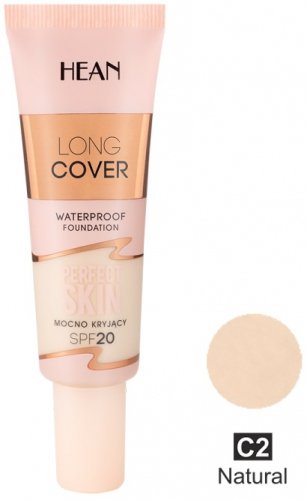 HEAN - Long Cover - Perfect Skin - Mocno kryjący, wodoodporny podkład do twarzy z SPF20 - 25 ml  - C2 NATURAL 