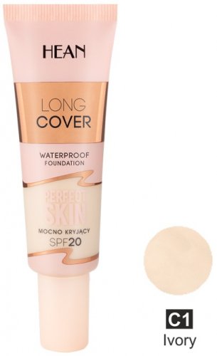 HEAN - Long Cover - Perfect Skin - Highly covering, waterproof face foundation with SPF20 - 25 ml - C1 IVORY 