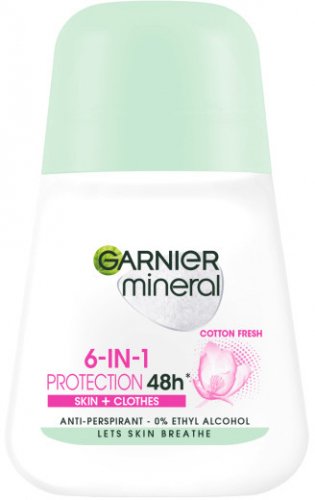 GARNIER - Mineral - 6-in-1 Protection 48h Anti-Perspirant - Antyperspirant w kulce 6w1 dla kobiet - COTTON FRESH - 50 ml