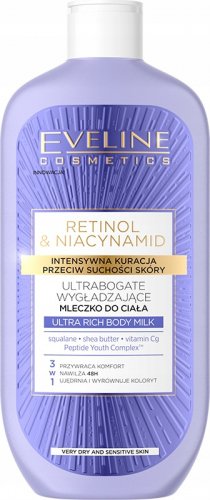 Eveline Cosmetics - RETINOL & NIACYNAMID Ultra Rich Body Milk - Ultrabogate wygładzające mleczko do ciała - Skóra sucha - 350 ml 