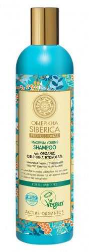 NATURA SIBERICA - OBLEPIKHA MAXIMUM VOLUME SHAMPOO - Zwiększający objętość, wegański szampon do włosów z rokitnikiem - 400 ml