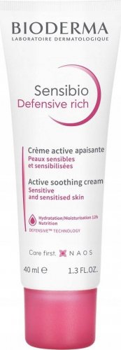 BIODERMA - Sensibio Defensive Rich - Active Soothing Cream - Krem do twarzy dla skóry wrażliwej i uwrażliwionej - 40 ml 