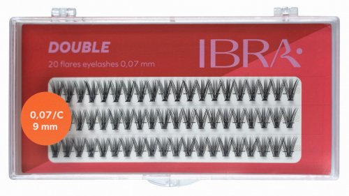 Ibra - DOUBLE FLARES EYELASH - KNOT-FREE - Double volume eyelash tufts  - 9 mm