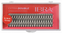 Ibra - EXTRA DOUBLE - 20 FLARE EYELASH KNOT-FREE - Tufts of artificial eyelashes - 0,10 / C - 12 MM - 0,10 / C - 12 MM