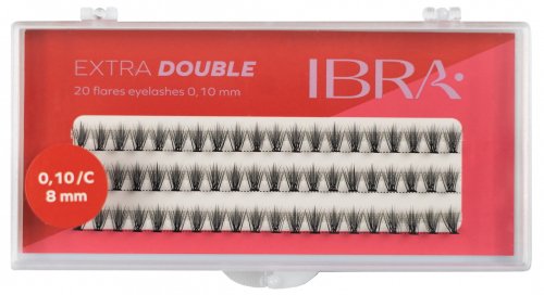 Ibra - EXTRA DOUBLE - 20 FLARE EYELASH KNOT-FREE - Tufts of artificial eyelashes - 0,10 / C - 8 MM