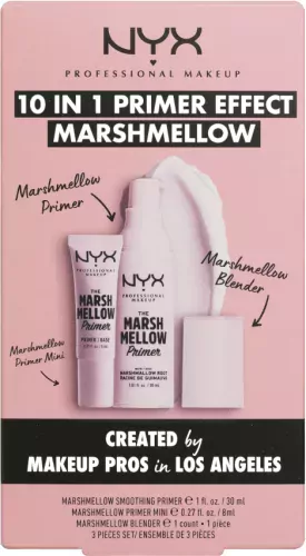 NYX Professional Makeup - 10IN1 PRIMER EFFECT MARSHMALLOW SET - THE MARSH MELLOW PRIMER - Makeup Base 30 ml and 8 ml + Makeup Sponge - SET