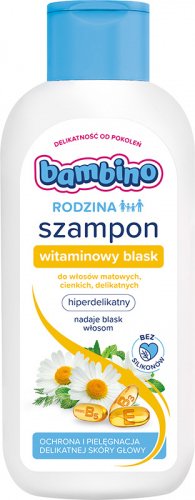 Bambino - RODZINA - Szampon witaminowy blask do włosów matowych, cienkich i delikatnych - 400 ml
