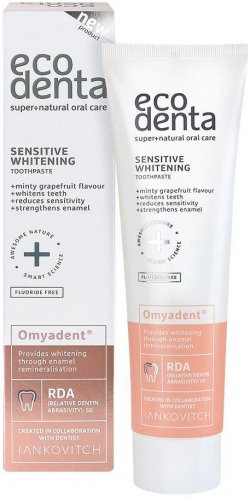 ECODENTA - Sensitive Whitening Toothpaste - Whitening toothpaste for sensitive teeth - Without fluoride - 100 ml