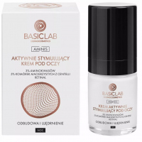 BASICLAB - AMINIS - Actively Stimulating Eye Cream - Aktywnie stymulujący krem pod oczy z 3% aminokwasów, 5% centelli i retinalu - Odbudowa i ujędrnienie - Noc - 18 ml 