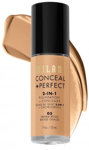 MILANI - CONCEAL + PERFECT - 2-IN-1 FOUNDATION+CONCEALER - Podkład kryjący do twarzy - 30 ml - 05 - WARM BEIGE