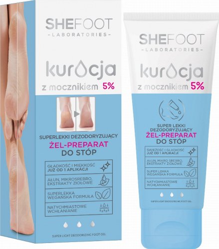 SHEFOOT - Treatment with urea 5% - Super light deodorizing foot gel - 75 ml