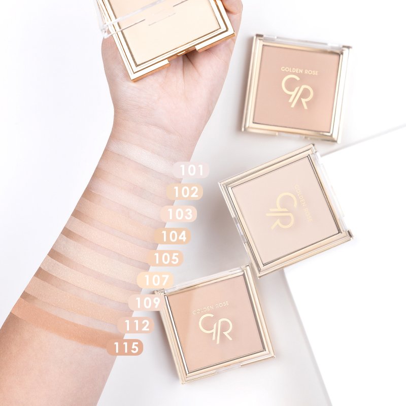 Poudre Compacte Minérale Golden Rose - Teinte 01 Beige Claire - 12g - Effet Mat Longue Tenue - Sans Parabènes