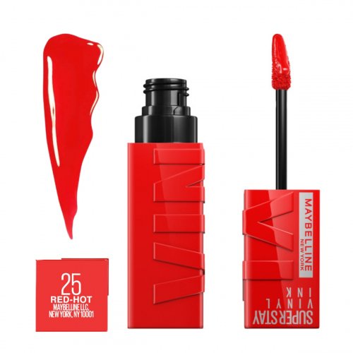 MAYBELLINE - SUPERSTAY VINYL INK - Vinyl lipstick - 4.2 ml - 25 - RED-HOT