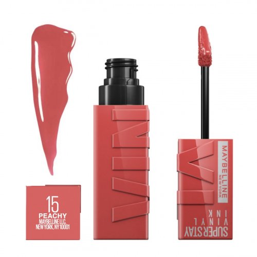 MAYBELLINE - SUPER STAY - Vinyl Ink - Vinyl Lipstick - 4,2 ml - 15 - PEACHY