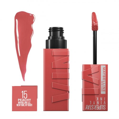 MAYBELLINE - SUPERSTAY VINYL INK - Winylowa pomadka do ust - 4,2 ml  - 15 - PEACHY