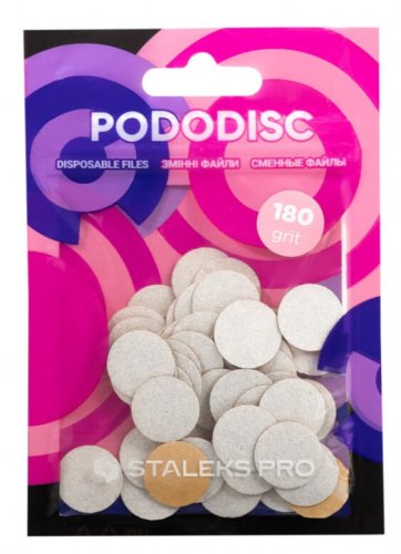 Staleks - Pro Pododisc - Disposable Files - Replaceable pedicure disc covers - size S - 15 mm - 180 grit. - 50 pcs. - White
