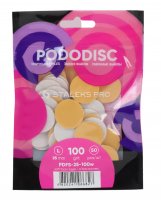 Staleks - Pro Pododisc - Disposable Files - Replaceable pedicure disc covers - size L - 25 mm - 100 grit. - 50 pcs. - Soft White