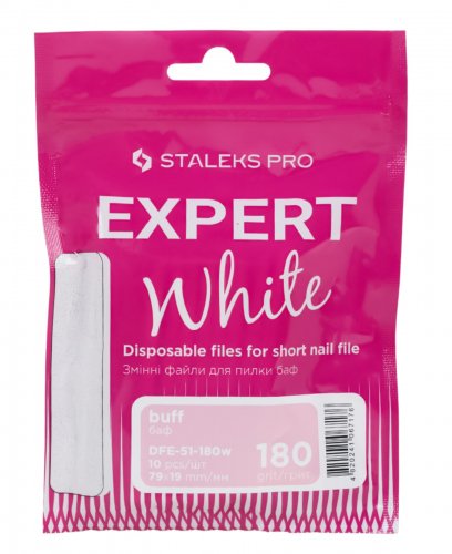 Staleks - Pro Expert - White Disposable Files - Disposable replaceable overlays for nail file 180 grit. - 10 pcs.