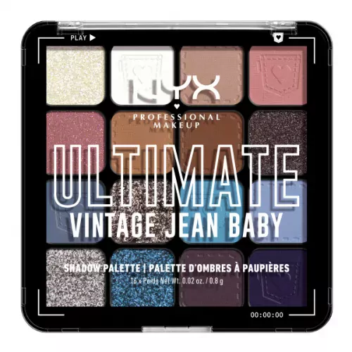Палетка теней NYX Professional Makeup Ultimate Shadow Palette, 16 оттенков, оттенок 02 Vintage Jean Baby, 16 × 0,8 г — фото 2