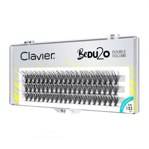 Clavier - BeDU2O Double Volume - Double volume eyelash tufts - Curl B - 60 pieces - 0.10/ 13 mm