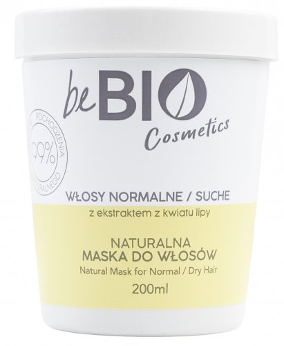 beBIO - Natural Mask for Normal / Dry Hair - Naturalna maska do włosów normalnych i suchych - Kwiat Lipy - 200 ml