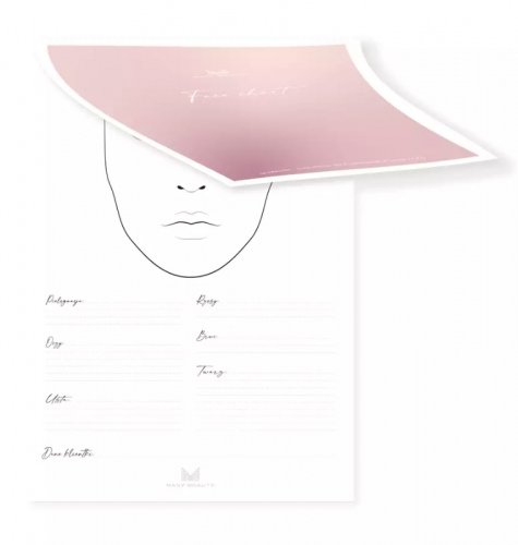Many Beauty - FACE CHART - Makeup design template set - 50 sheets - Vertical