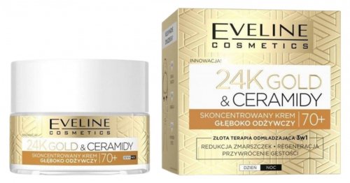 Eveline Cosmetics - 24K GOLD & CERAMIDES Deeply Nourishing Cream - Skoncentrowany krem głęboko odżywczy 70+ Dzień/Noc - 50 ml