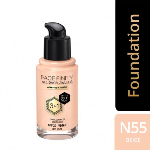 Max Factor - Facefinity - All Day Flawless 3in1 - Podkład do twarzy z SPF20 - 30 ml - N55 BEIGE