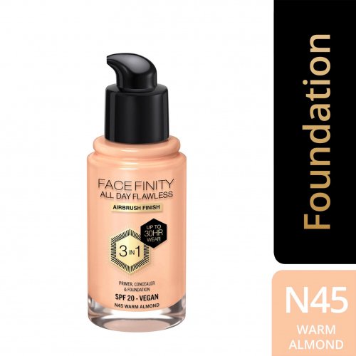 Max Factor - Facefinity - All Day Flawless 3in1 - Podkład do twarzy z SPF20 - 30 ml - N45 WARM ALMOND