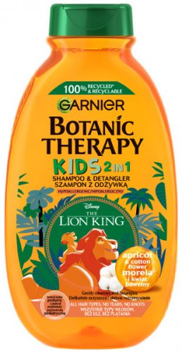 GARNIER - BOTANIC THERAPY - The Lion King Kids 2in1 Shampoo & Detangler - Apricot and Cotton Flower - 250 ml