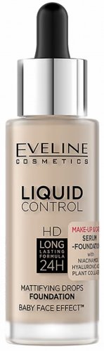 Eveline Cosmetics - Liquid Control - Mattifying Drops Foundation - Podkład z niacynamidem w dropperze - 30 ml - 010 LIGHT BEIGE