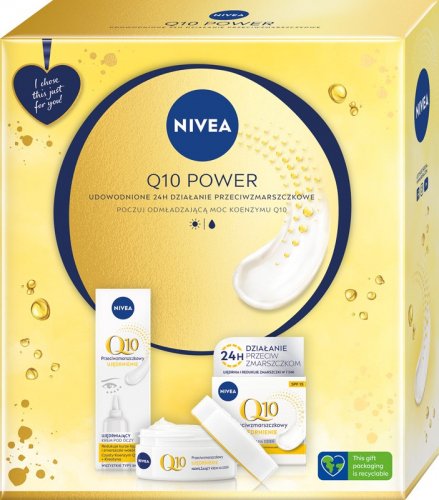 Nivea - Q10 POWER - Gift set of facial care cosmetics - Anti-wrinkle, moisturizing day cream SPF15 50 ml + Anti-wrinkle, firming eye cream 15 ml