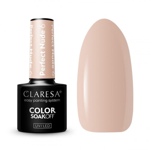 CLARESA - SOAK OFF UV/LED - PERFECT NUDE - Lakier hybrydowy do paznokci - 5 g - 6