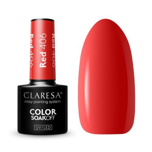 CLARESA - SOAK OFF UV/LED - RAINBOW EXPLOSION - Hybrid nail polish - 5 g - Red 406