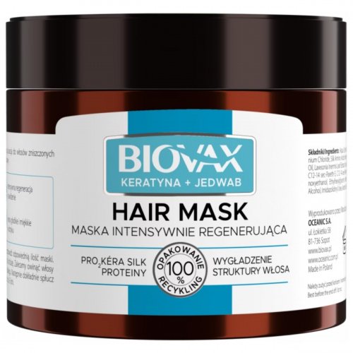 BIOVAX - Keratyna + Jedwab - Hair Mask - Intensywnie regenerująca maska do włosów suchych - 250 ml