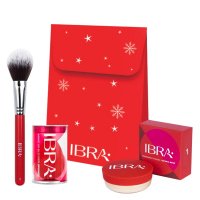 Ibra - Christmas set - Gift Set 4 - Loose transparent powder 12 g + Make-up sponge + Powder brush
