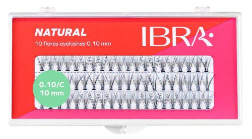 Ibra - "NATURAL" FLARES EYELASH - KNOT-FREE - Kępki sztucznych rzęs - 10D/ 0.10/ C/ 10 mm