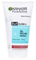 GARNIER - Pure skin 3in1 with clay - Washing gel, peeling and mask in one - Oily skin with imperfections - 150 ml